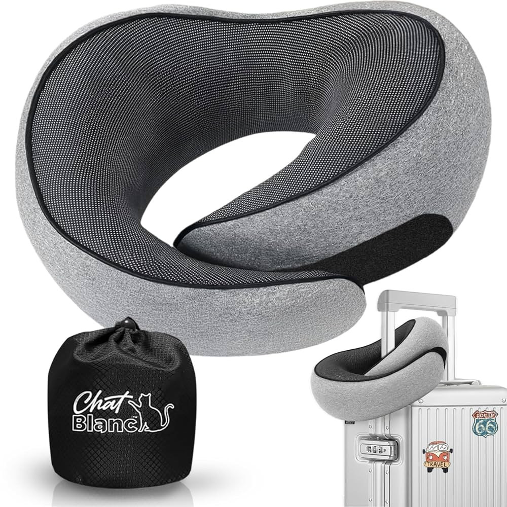 CHAT BLANC Travel Neck Pillow for Airplane, 2025 New Memory Foam Neck Travel Pillow for Airplanes... | Amazon (US)