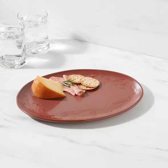 8" x 12" Stoneware Floral Border Oval Serving Platter - Threshold™ | Target