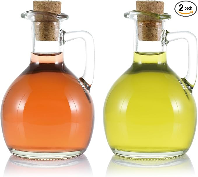 Oil and Vinegar Cruet Set of 2, Glass Dispenser with Airtight Stopper, Condiment Bottles for Sala... | Amazon (US)
