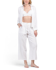 3pc Cotton Lounge Top Bralette And Pants Pajama Set | Coastal | Marshalls | Marshalls