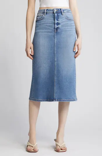 Back Slit Denim Midi Pencil Skirt | Nordstrom