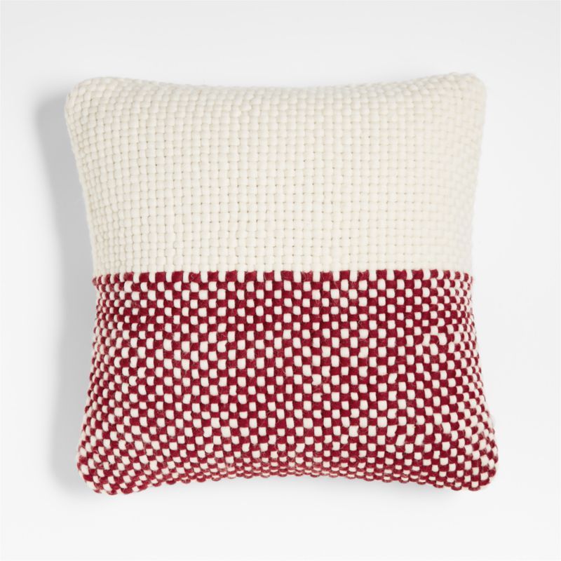Luminous Red and Arctic Ivory Chunky Knit 20"x20" Holiday Throw Pillow Cover + Reviews | Crate & ... | Crate & Barrel