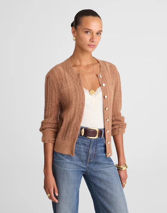 Pointelle-Stitch Cardigan in Alpaca Blend | Madewell