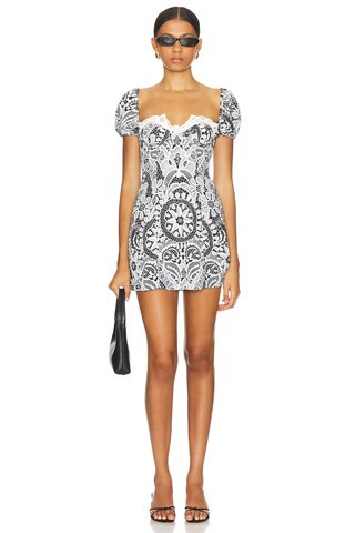 For Love & Lemons Taylor Mini Dress in Black from Revolve.com | Revolve Clothing (Global)