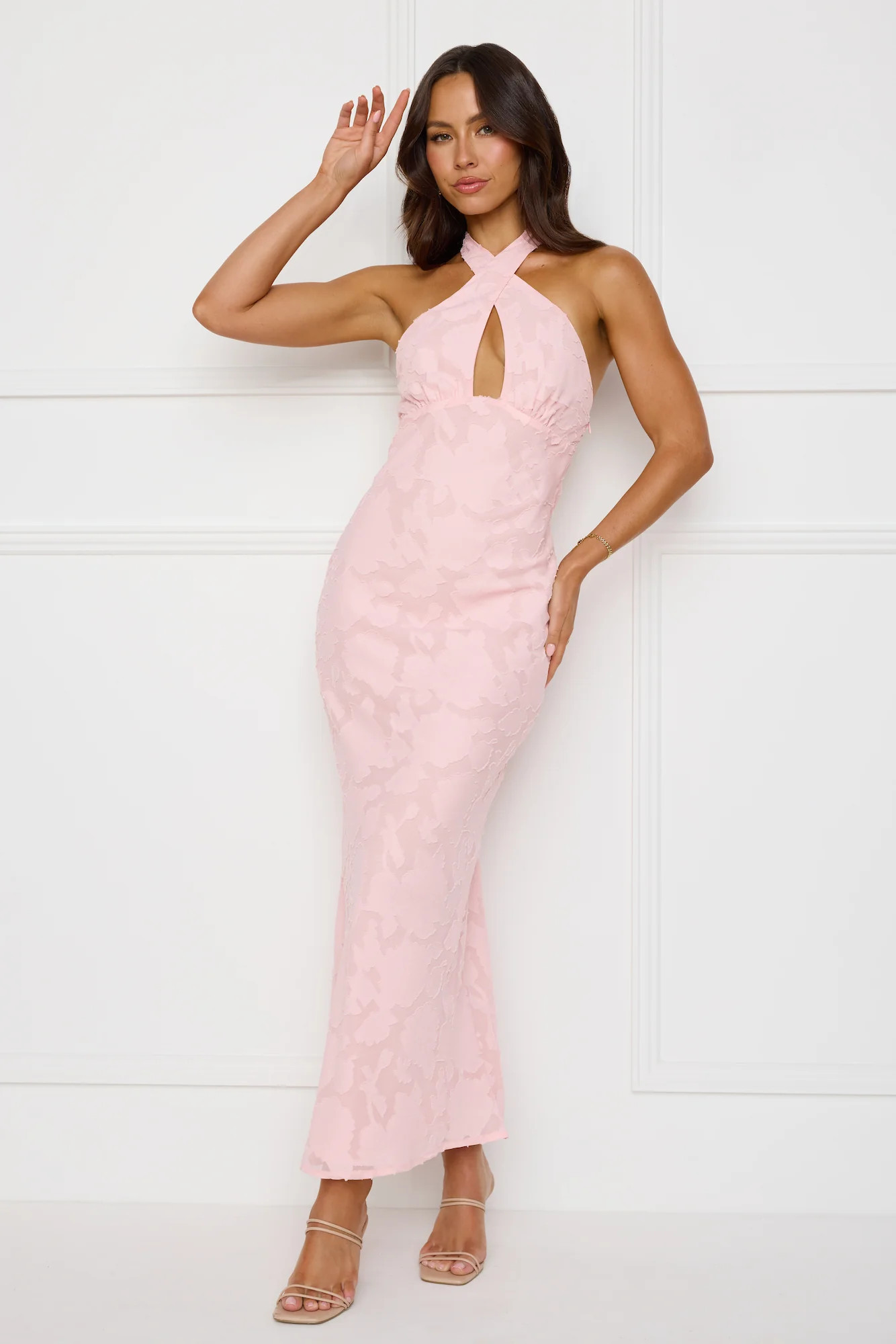 Legally Luxe Halter Maxi Dress Pink | Hello Molly (AU)