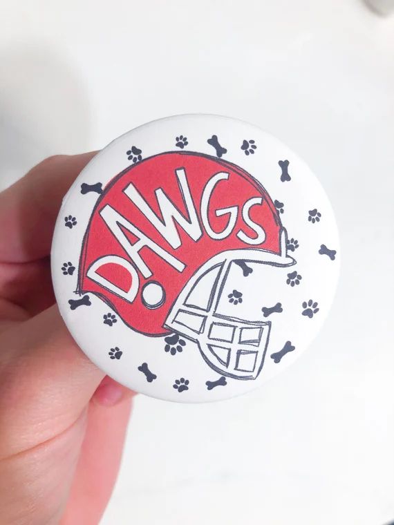 Dawgs Helmet Button red - Etsy | Etsy (US)