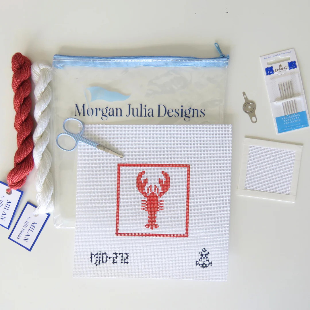 Lobster Beginner Needlepoint Kit | Morgan Julia Designs