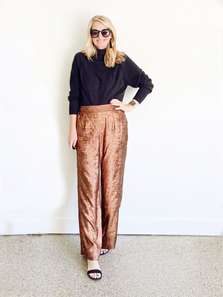 Cute metallic party pants! Sparkly, elastic waist and pockets. Comfy cute and only $30! ✨✨✨✨

#LTKstyletip #LTKHoliday #LTKunder50