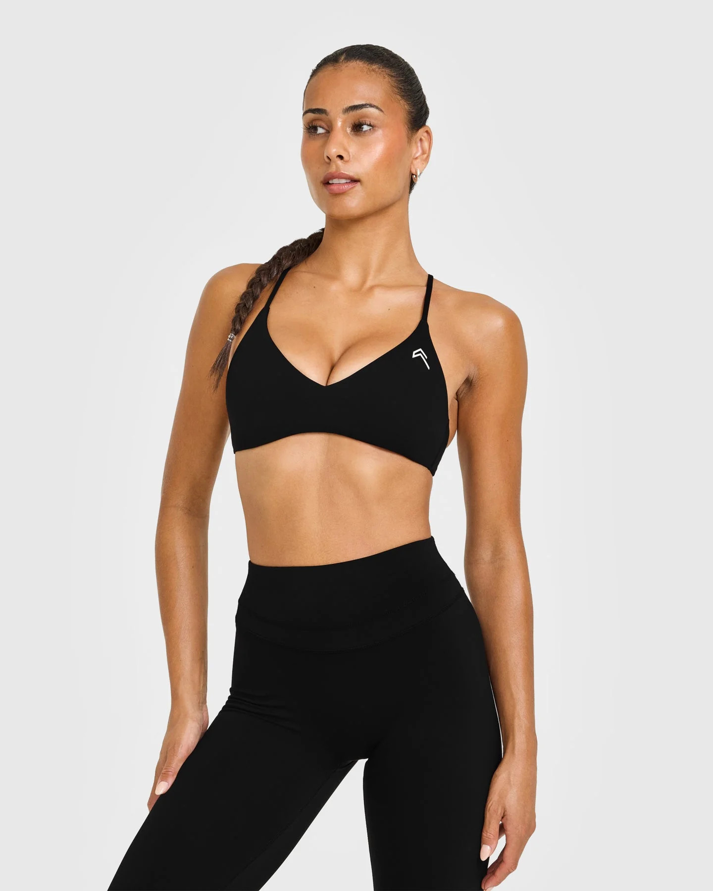 EasyLift\u2122 Ultra Minimal Bralette with White Logo 
 Black | Oner Active (UK / US)