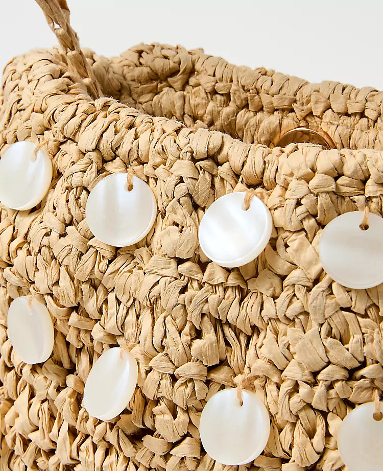 Pearl Embellished Raffia Clutch | Ann Taylor