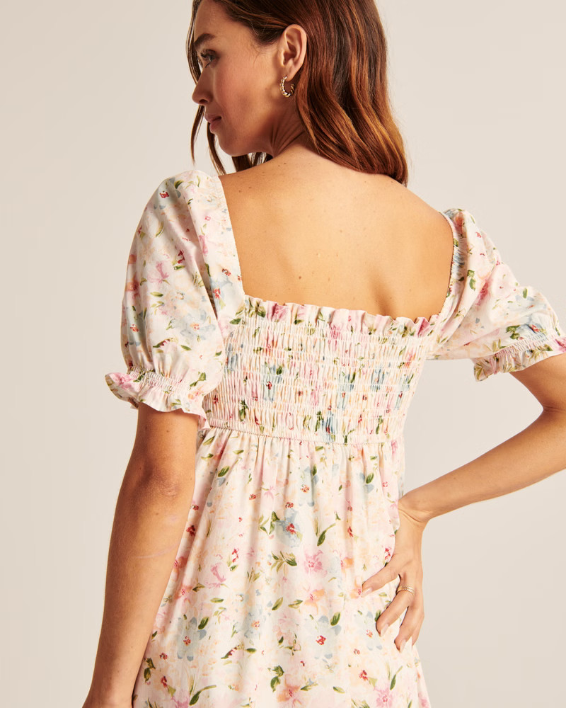 Smocked Babydoll Mini Dress | Abercrombie & Fitch (US)