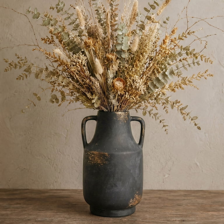 DAKIMOE Ceramic Vase with Handle for Flowers, Large Farmhouse Vases Home Decor Pottery Vases for ... | Walmart (US)
