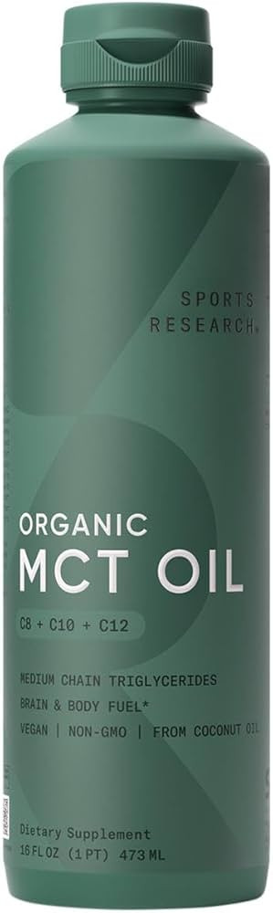 Sports Research Organic MCT Oil - Keto & Vegan MCTs C8, C10, C12 from Coconuts - Fatty Acid Brain... | Amazon (US)