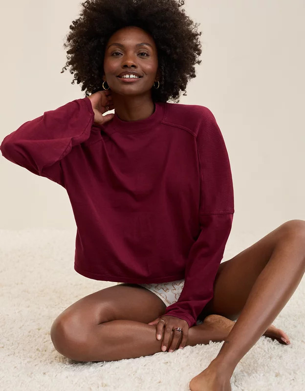 Aerie Cozy Mock-Neck T-Shirt | Aerie