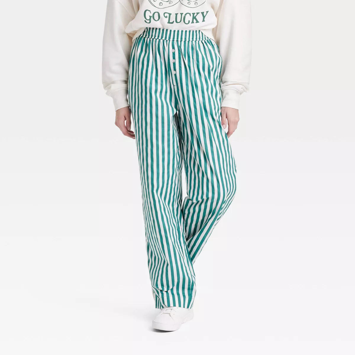 Women's St. Patrick's Day Striped Graphic Boxer Pants - Green M | Target