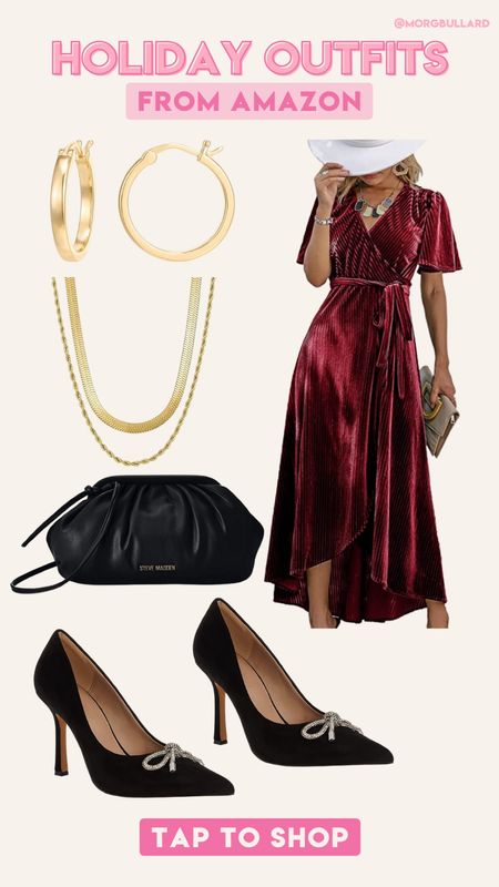 Holiday Outfits | Date Night | Holiday Fashion | Red Dress | Velvet Dress | Bow Heels 

#LTKunder50 #LTKHoliday #LTKunder100