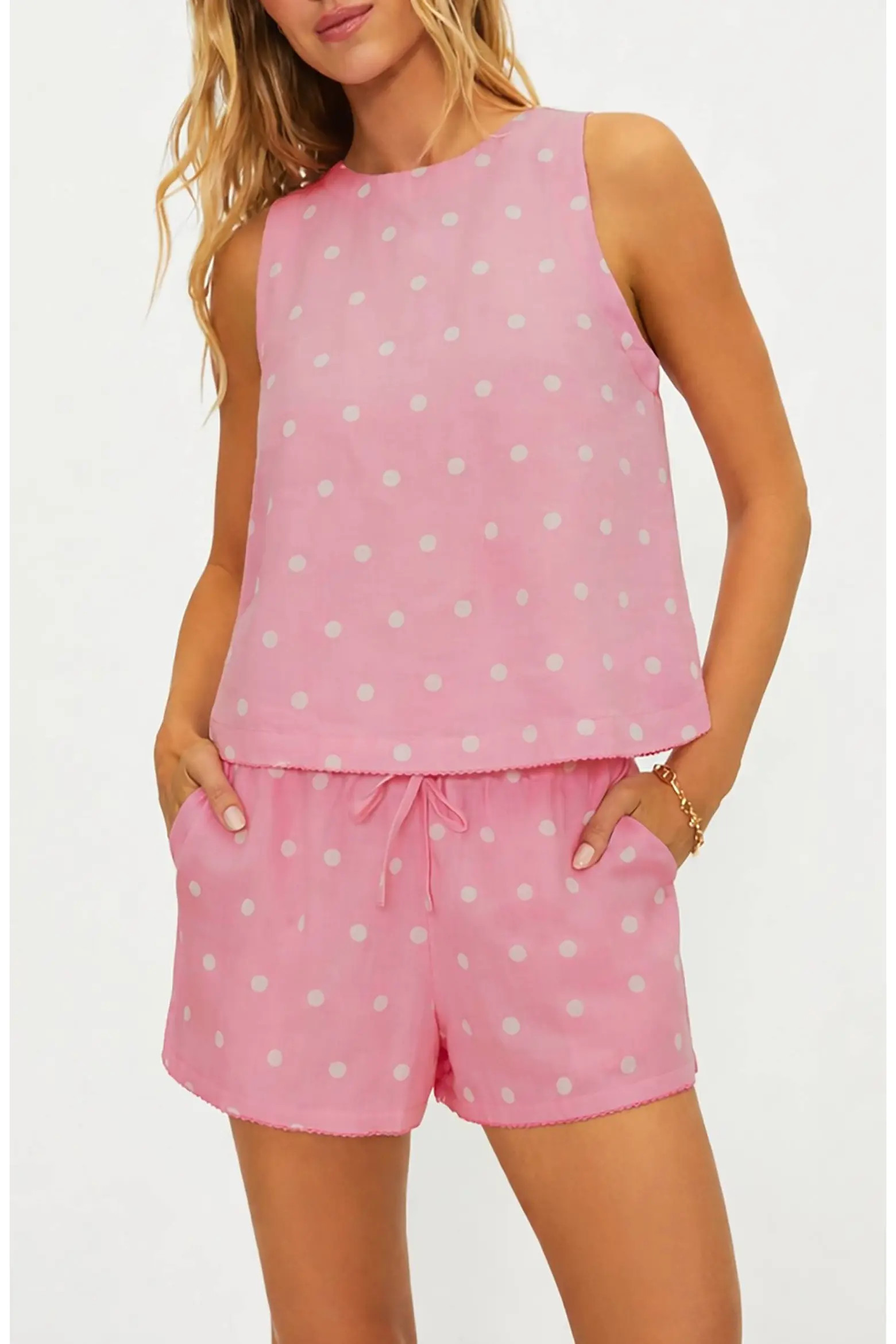 Dollie Polka Dot Sleeveless Cotton & Linen Cover-Up Top (Women) | Nordstrom | Nordstrom