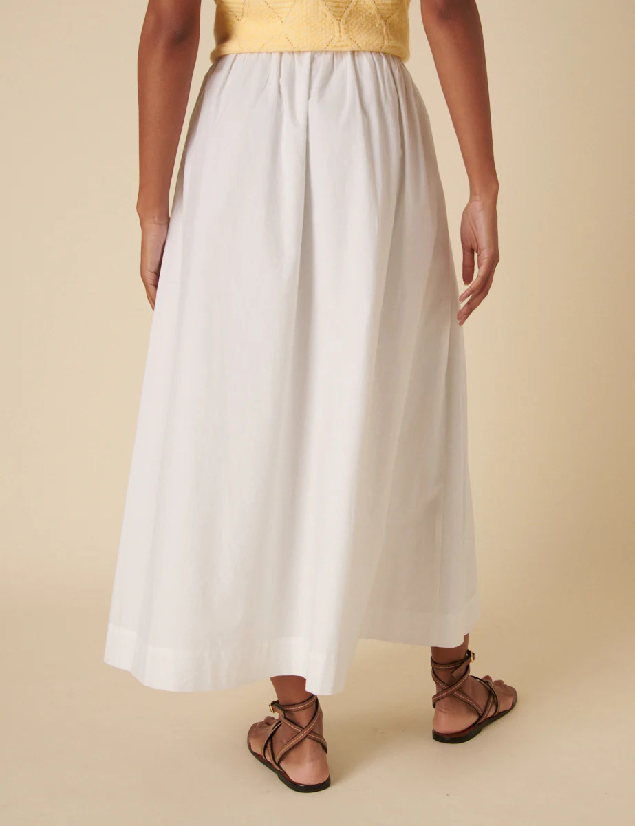 White A-line Midi Skirt | Nobody's Child