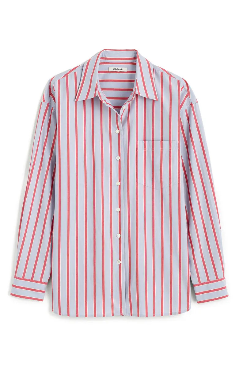 The Easy Stripe Cotton Poplin Button-Up Shirt | Nordstrom