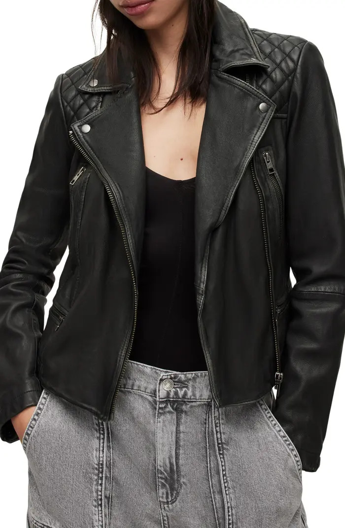 AllSaints Cargo Leather Biker Jacket | Nordstrom | Nordstrom