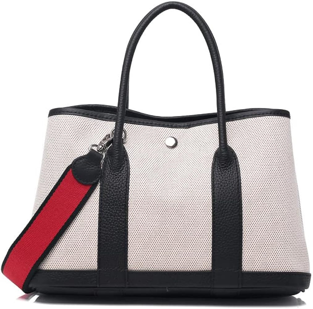 women's leather canvas garden party tote bag Crossbody shoulder bag handbag | Amazon (US)