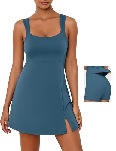 Desol Square Neck Tennis Dress with Pockets for Women Sleeveless Built in Shorts Athletic Dress S... | Amazon (US)