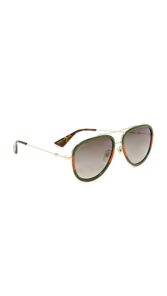 Gucci Pilot Urban Web Block Aviator Sunglasses | Shopbop | Shopbop