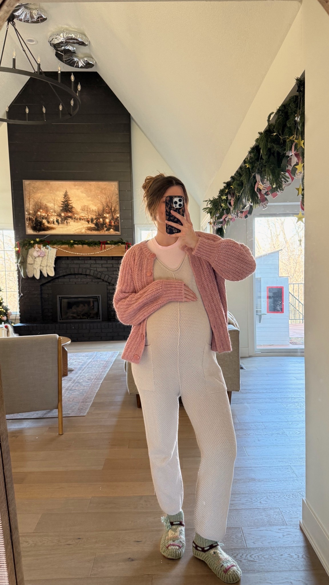 sized up to medium for a more oversized fit in cardigan! Small in pink tee! Jumpsuit old fp, linked similar look for less! 

#LTKBump