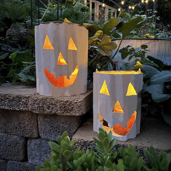 Metal Jack-o’-Lantern Pail Luminaries, Set of 2 - Decor Steals | Decor Steals