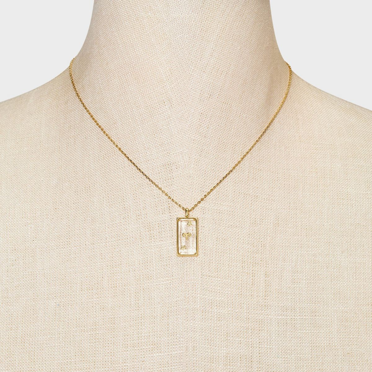 14K Gold Dipped Pierced Glass Zodiac Pendant Necklace - Gold | Target