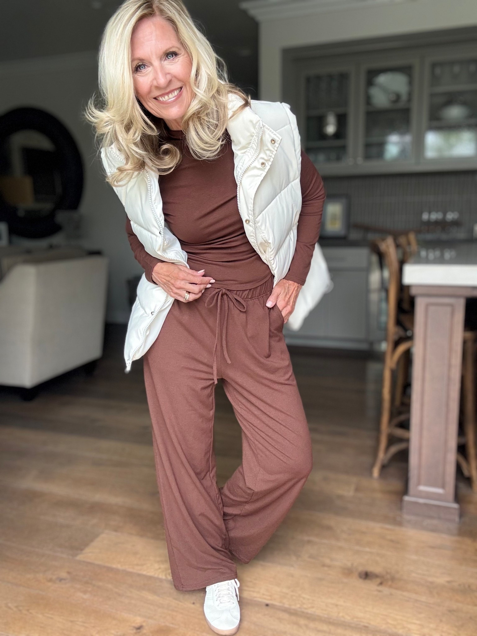 Fashion for Real Women for Fall.

I have been running errands, planning content and I just had book club last night. This two piece got me through it all! Look at that rushing down the sides of the top. It’s what really makes this top so comfortable, not to mention the drawstring pants and comfy fabric!

(You know I loved my Blue-Grey Vest so much I got it in Beige!!) Go back a few squares to see it!

Follow me for more 50+ style inspiration.

#LTKOver40 #LTKStyleTip