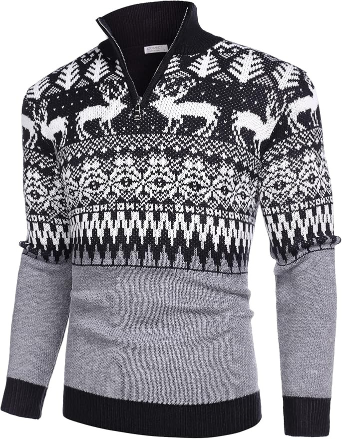 COOFANDY Men's Quarter Zip Pullover Sweater Casual Zip Up Polo Sweater Knit | Amazon (US)
