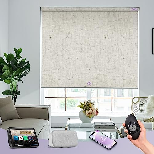 Graywind Motorized Roller Shades 100% Blackout Free Stop Window Shades Cordless Wireless Remote C... | Amazon (US)