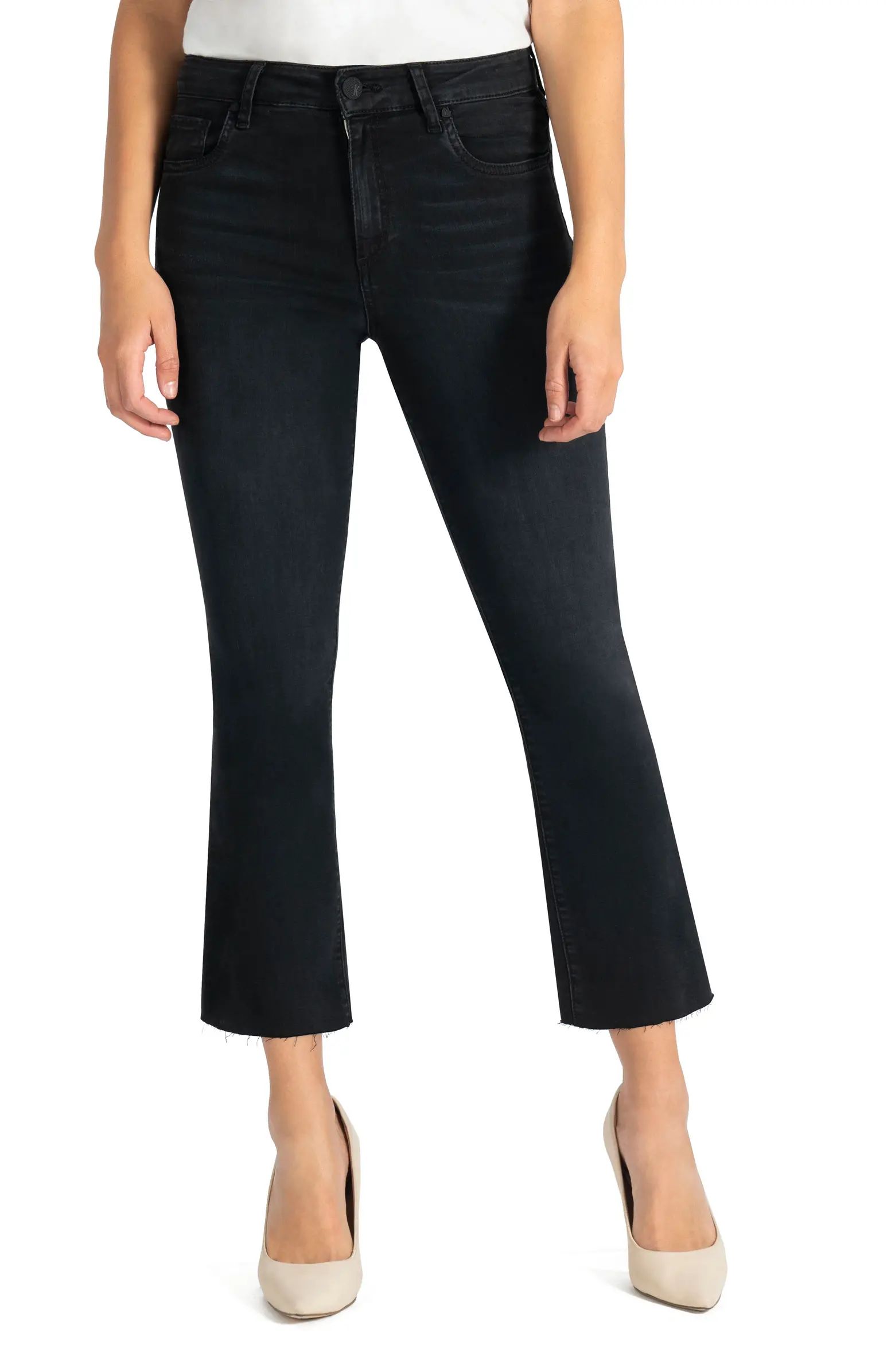 Kelsey High Waist Raw Hem Crop Flare Jeans | Nordstrom