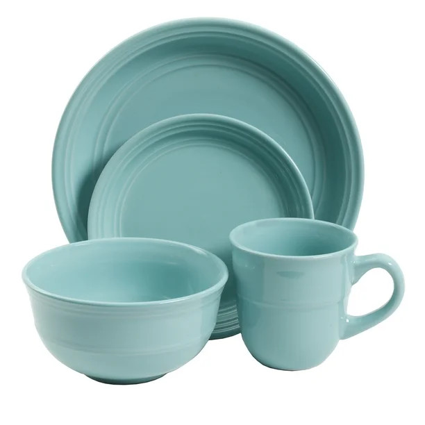 Mainstays Aqua Rainforest 16-Piece Round Dinnerware Set - Walmart.com | Walmart (US)