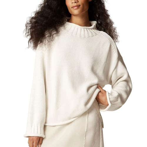 Women's Oversized Roll Neck Sweater Long Sleeve Chunky Knit Pullover Cozy Fall Winter Tops Casual Loose Knitwear(Ivory,M) | Amazon (US)