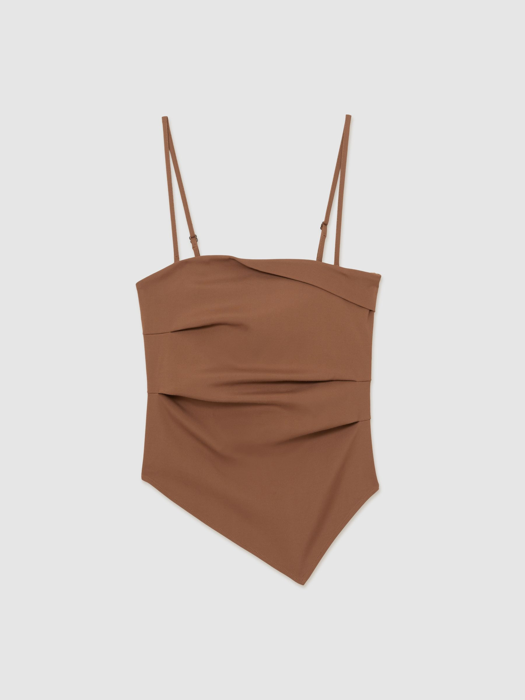 Ruched Bandeau Top in Brown | Reiss UK
