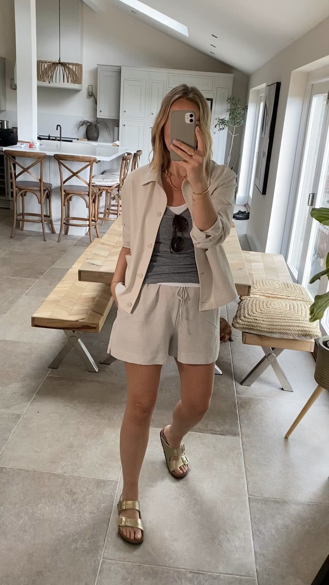 Casual co ord outfit 
Linen shorts & jersey jacket 
These shirts are so flattering and come in under £15. I’m wearing the medium in the shorts and jacket and a large in the vests. 

#LTKtravel #LTKmidsize #LTKuk