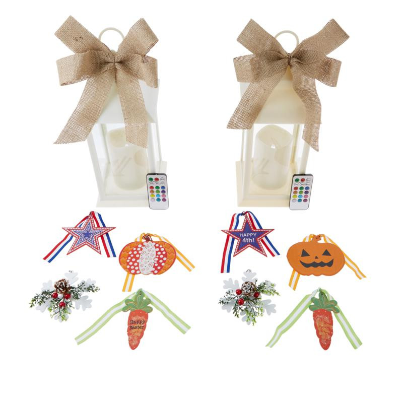 Unmatched 2-pack Color-Changing Lanterns with Icons & Remotes | HSN