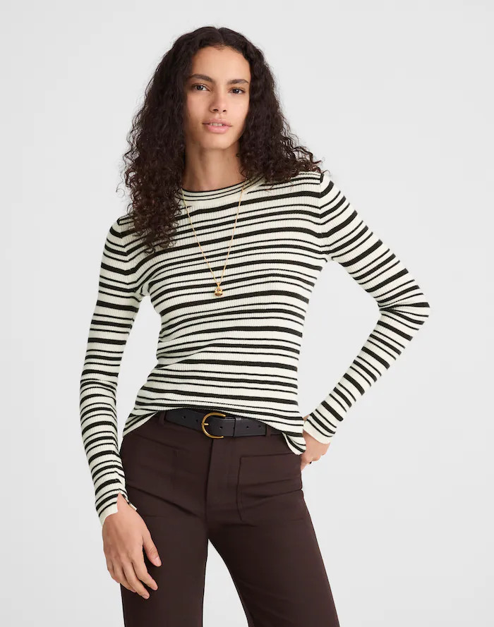 Double Layered Crewneck in Merino-Silk Blend | Madewell