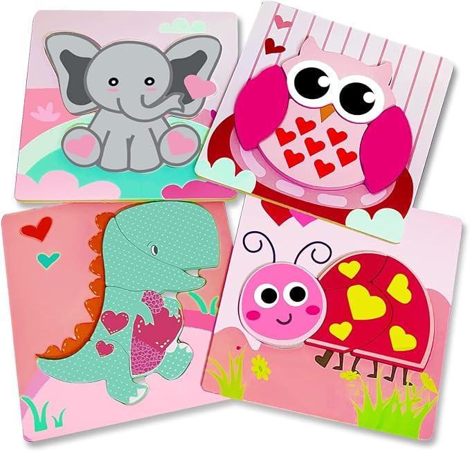 Melonegg Valentines Day Gifts Wooden Puzzles for Toddlers 1 2 3 Years Old, Toddler Learning Toy B... | Amazon (US)