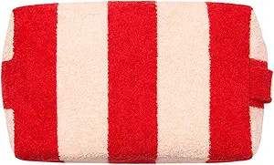 Manucurist Pink and Red Striped Terry Pouch – Women’s Travel Toiletry Bag – Makeup Bag – ... | Amazon (US)