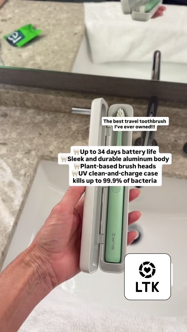The best travel toothbrush I’ve ever owned!!! 
🦷Up to 34 days battery life
🦷Sleek and durable aluminum body
🦷Plant-based brush heads
🦷UV clean-and-charge case kills up to 99.9% of bacteria

#LTKBeauty #LTKTravel