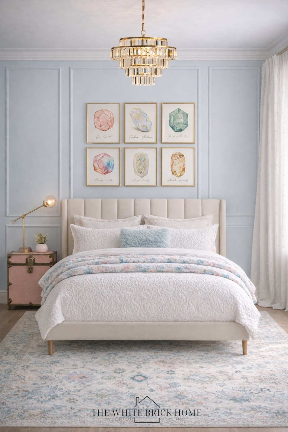 Soft pastels, polished brass, and gemstone art create a dreamy bedroom that feels equal part elegant and playful.

Girls room, girls bedroom, kids room, kids bedroom design, teen girl, teen girl room, teen bedroom design, teen room decor, girls room wall art, girls room rug, girls room inspiration, girls room ideas, girls room nightstand, home decor, home design, bedroom ideas for girls, teen bedroom, bedroom ideas for teen girl, girls room lighting, home design, bedroom design, pottery barn, pottery barn teen 

#LTKKids #LTKHome #LTKSeasonal