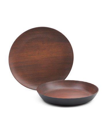 Set Of 4 Outdoor Woodgrain Dinner Set | TJ Maxx