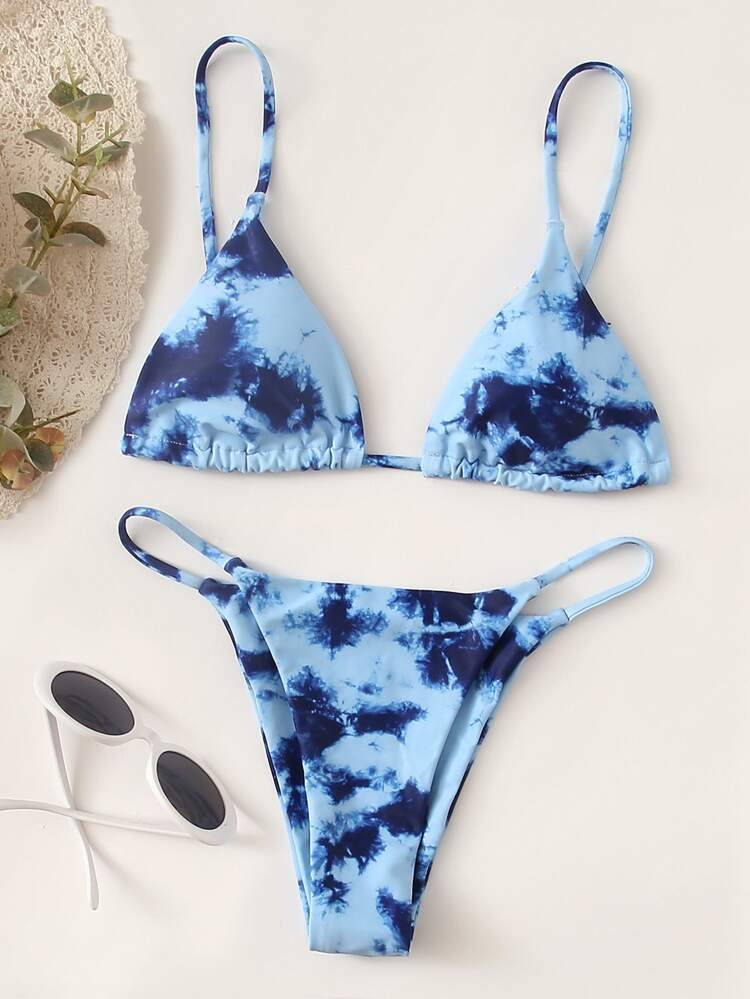 Tie Dye Triangle Tanga Bikini Swimsuit | SHEIN