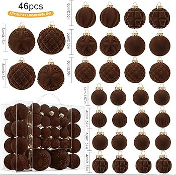 Velvet Christmas Ball Ornaments - 46pcs Flocked Christmas Tree Decorations Set Assorted Shatterpr... | Amazon (US)