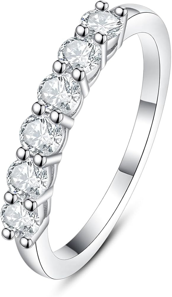 IMOLOVE Lab Grown Diamond Wedding Bands for Women Sterling Silver | Amazon (US)