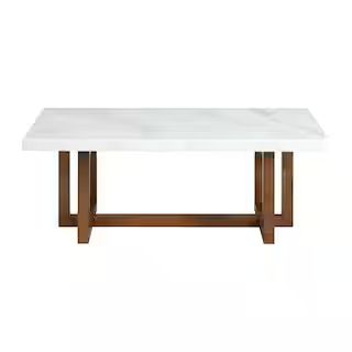 Meyers Marble Rectangular 48 in. Coffee Table in White | The Home Depot