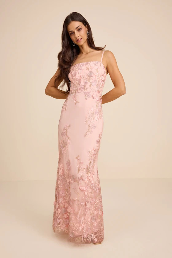 Dalina Light Pink Embroidered Maxi Dress | bridesmaid dress | bridesmaid proposal  | Lulus